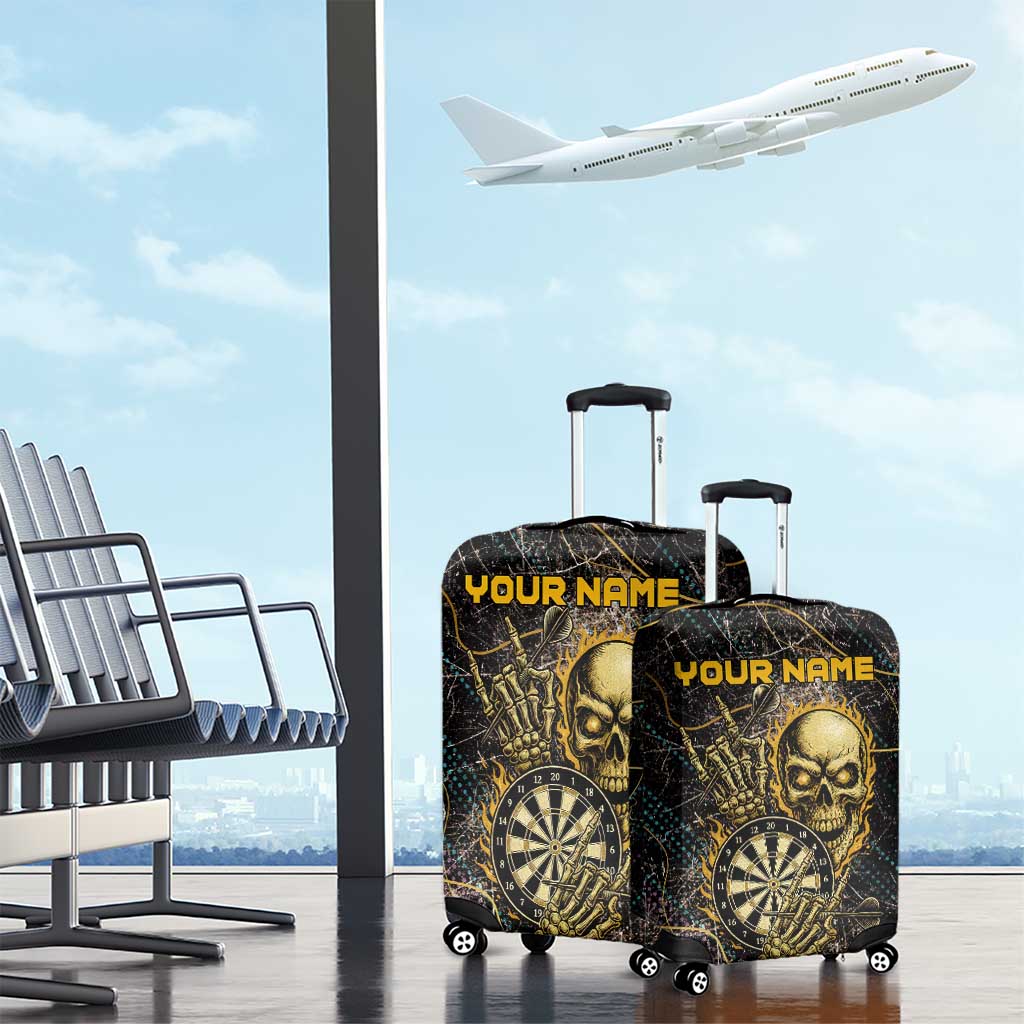 Personalized Skull and Darts Graphic Luggage Cover with Neon Design - Wonder Print Shop