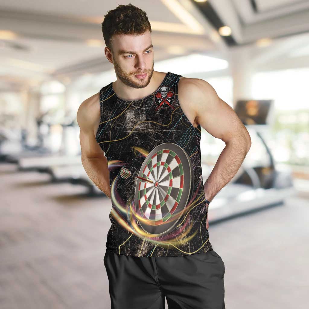 Personalized Skull and Darts Graphic Men Tank Top with Neon Design - Wonder Print Shop