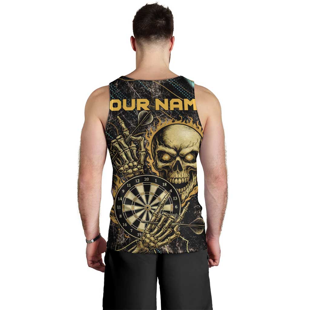 Personalized Skull and Darts Graphic Men Tank Top with Neon Design - Wonder Print Shop