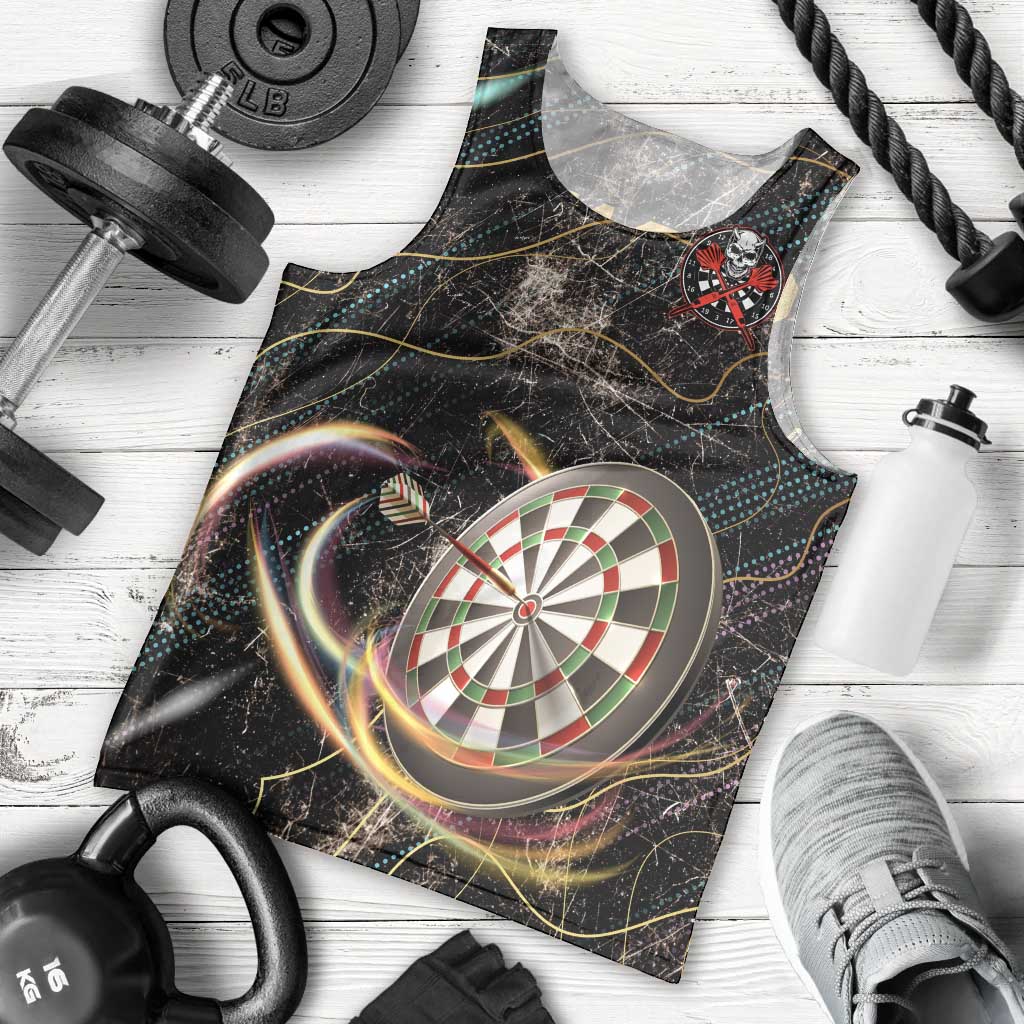Personalized Skull and Darts Graphic Men Tank Top with Neon Design - Wonder Print Shop