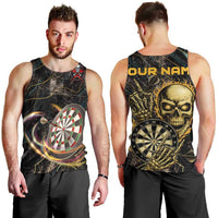 Personalized Skull and Darts Graphic Men Tank Top with Neon Design - Wonder Print Shop