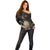 Personalized Skull and Darts Graphic Off Shoulder Sweater with Neon Design - Wonder Print Shop