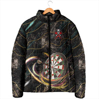 Personalized Skull and Darts Graphic Padded Jacket with Neon Design - Wonder Print Shop