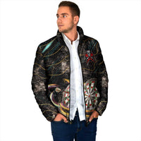 Personalized Skull and Darts Graphic Padded Jacket with Neon Design - Wonder Print Shop