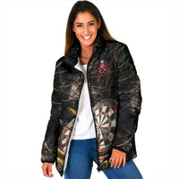 Personalized Skull and Darts Graphic Padded Jacket with Neon Design - Wonder Print Shop