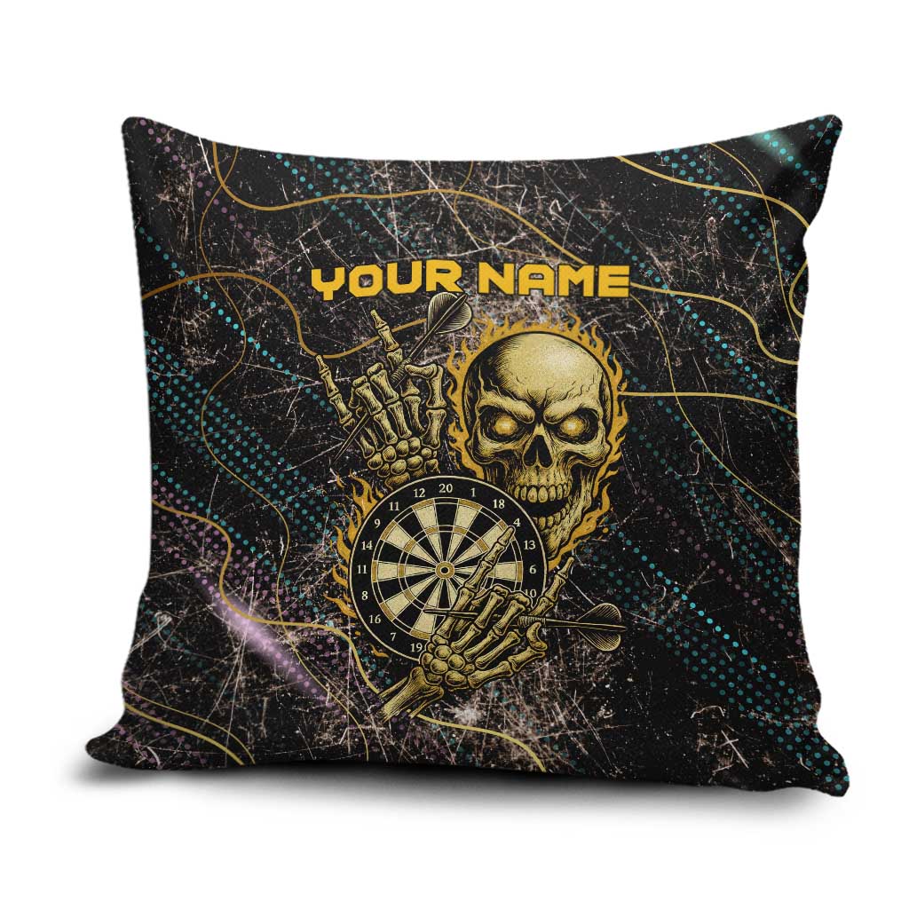 Personalized Skull and Darts Graphic Pillow Cover with Neon Design - Wonder Print Shop