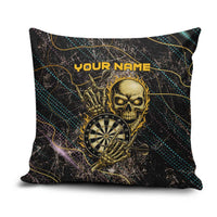 Personalized Skull and Darts Graphic Pillow Cover with Neon Design - Wonder Print Shop