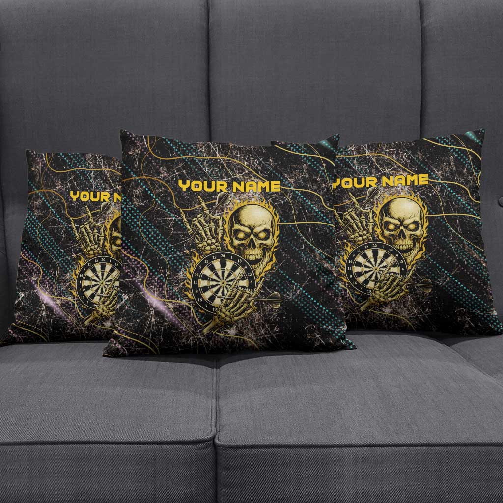 Personalized Skull and Darts Graphic Pillow Cover with Neon Design - Wonder Print Shop