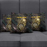 Personalized Skull and Darts Graphic Pillow Cover with Neon Design - Wonder Print Shop