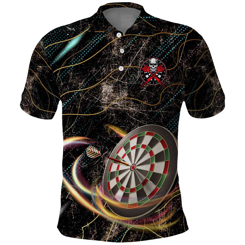 Personalized Skull and Darts Graphic Polo Shirt with Neon Design - Wonder Print Shop