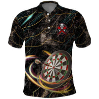 Personalized Skull and Darts Graphic Polo Shirt with Neon Design - Wonder Print Shop