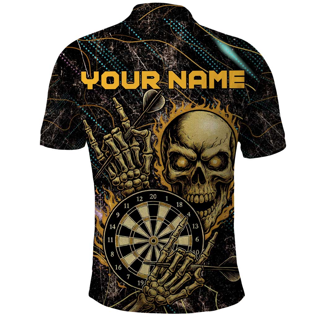 Personalized Skull and Darts Graphic Polo Shirt with Neon Design - Wonder Print Shop
