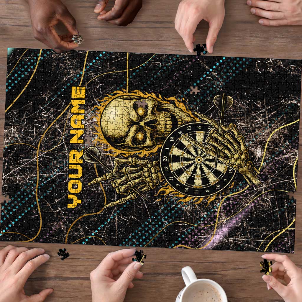 Personalized Skull and Darts Graphic Puzzle with Neon Design - Wonder Print Shop