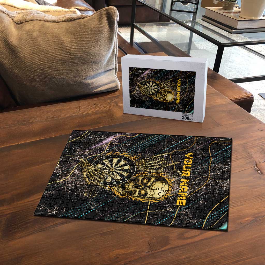 Personalized Skull and Darts Graphic Puzzle with Neon Design - Wonder Print Shop