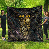 Personalized Skull and Darts Graphic Quilt with Neon Design - Wonder Print Shop