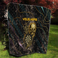 Personalized Skull and Darts Graphic Quilt with Neon Design - Wonder Print Shop