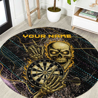 Personalized Skull and Darts Graphic Round Carpet with Neon Design - Wonder Print Shop