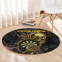Personalized Skull and Darts Graphic Round Carpet with Neon Design - Wonder Print Shop