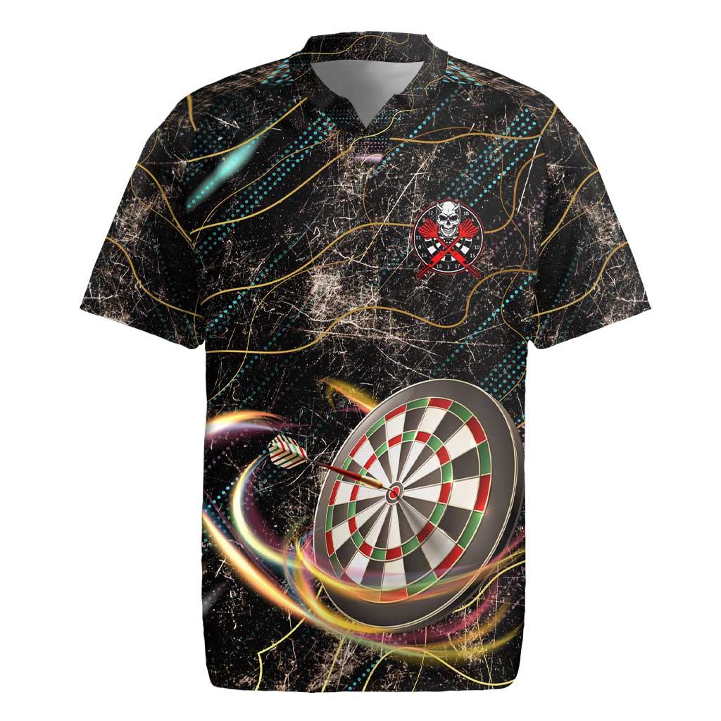 Personalized Skull and Darts Graphic Rugby Jersey with Neon Design - Wonder Print Shop