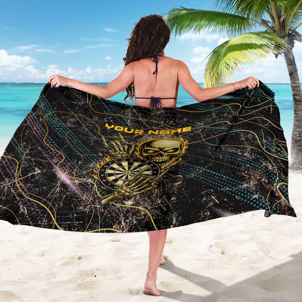 Personalized Skull and Darts Graphic Sarong with Neon Design - Wonder Print Shop