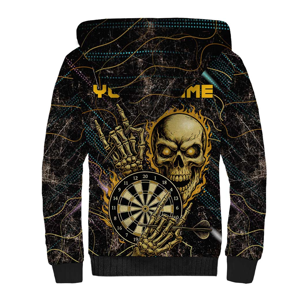 Personalized Skull and Darts Graphic Sherpa Hoodie with Neon Design - Wonder Print Shop
