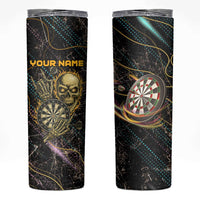 Personalized Skull and Darts Graphic Skinny Tumbler with Neon Design - Wonder Print Shop