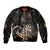 Personalized Skull and Darts Graphic Sleeve Zip Bomber Jacket with Neon Design - Wonder Print Shop