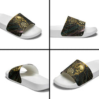 Personalized Skull and Darts Graphic Slide Sandals with Neon Design - Wonder Print Shop