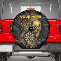 Personalized Skull and Darts Graphic Spare Tire Cover with Neon Design - Wonder Print Shop