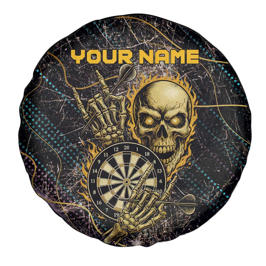 Personalized Skull and Darts Graphic Spare Tire Cover with Neon Design - Wonder Print Shop