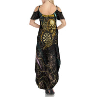 Personalized Skull and Darts Graphic Summer Maxi Dress with Neon Design - Wonder Print Shop