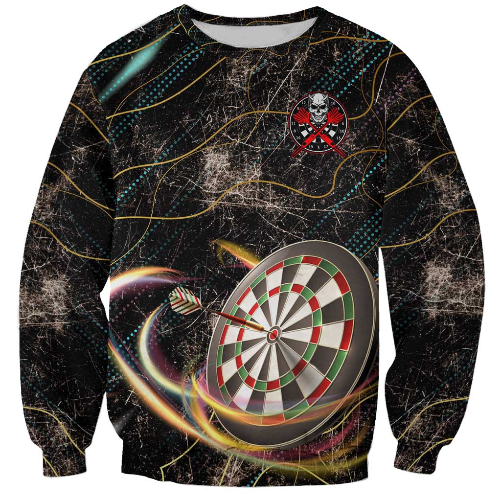 Personalized Skull and Darts Graphic Sweatshirt with Neon Design - Wonder Print Shop
