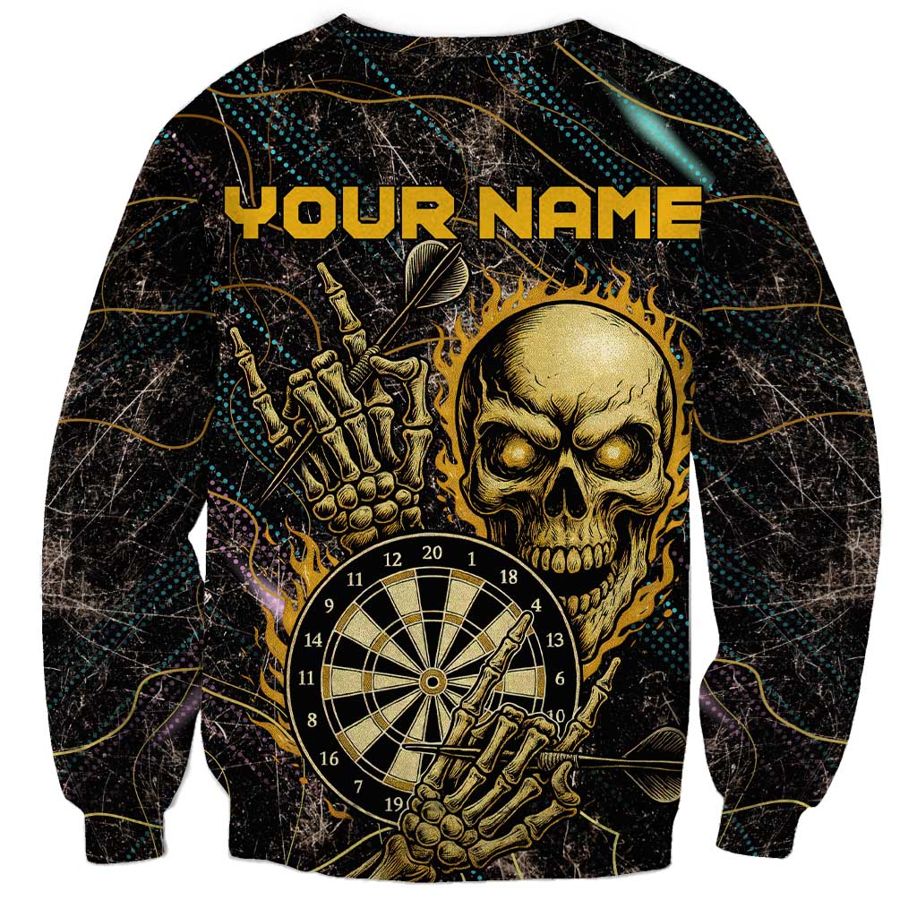 Personalized Skull and Darts Graphic Sweatshirt with Neon Design - Wonder Print Shop