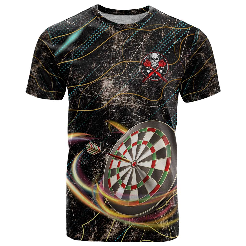 Personalized Skull and Darts Graphic T Shirt with Neon Design - Wonder Print Shop