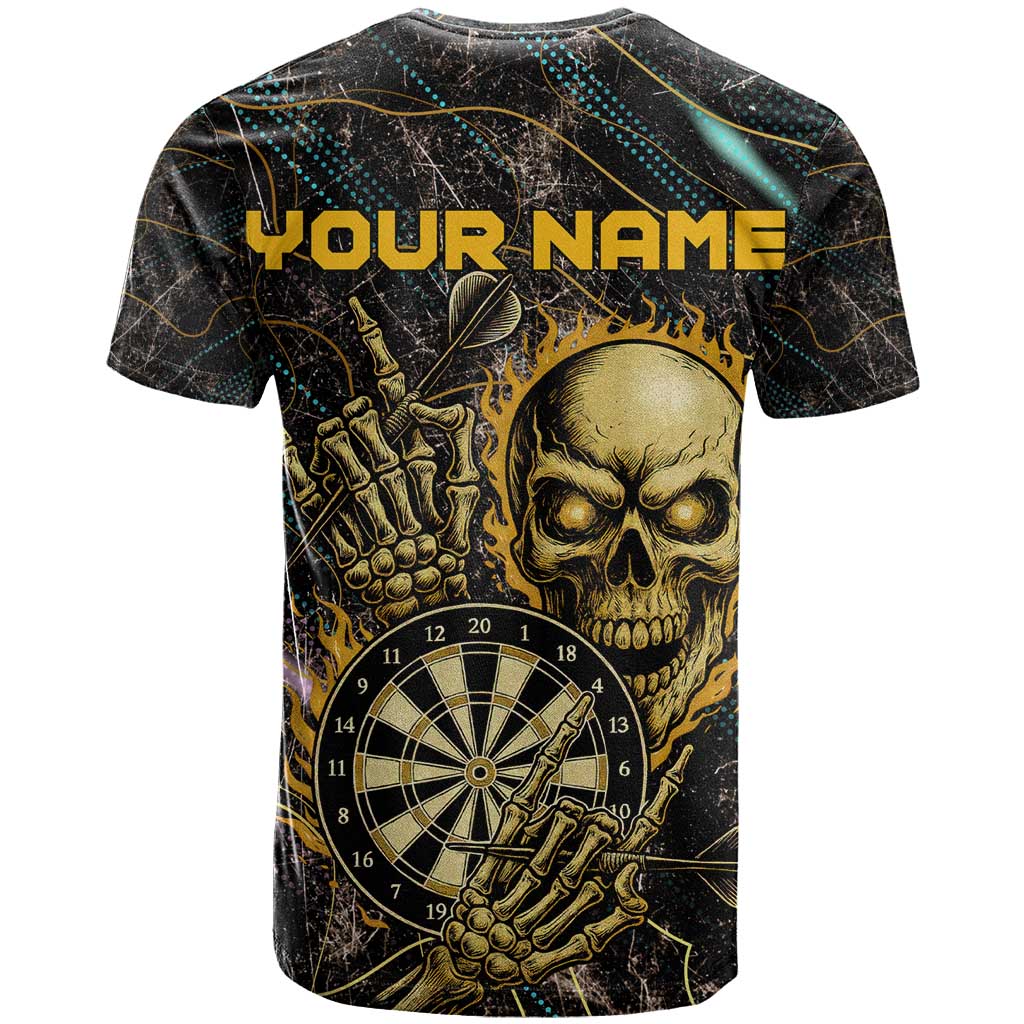 Personalized Skull and Darts Graphic T Shirt with Neon Design - Wonder Print Shop