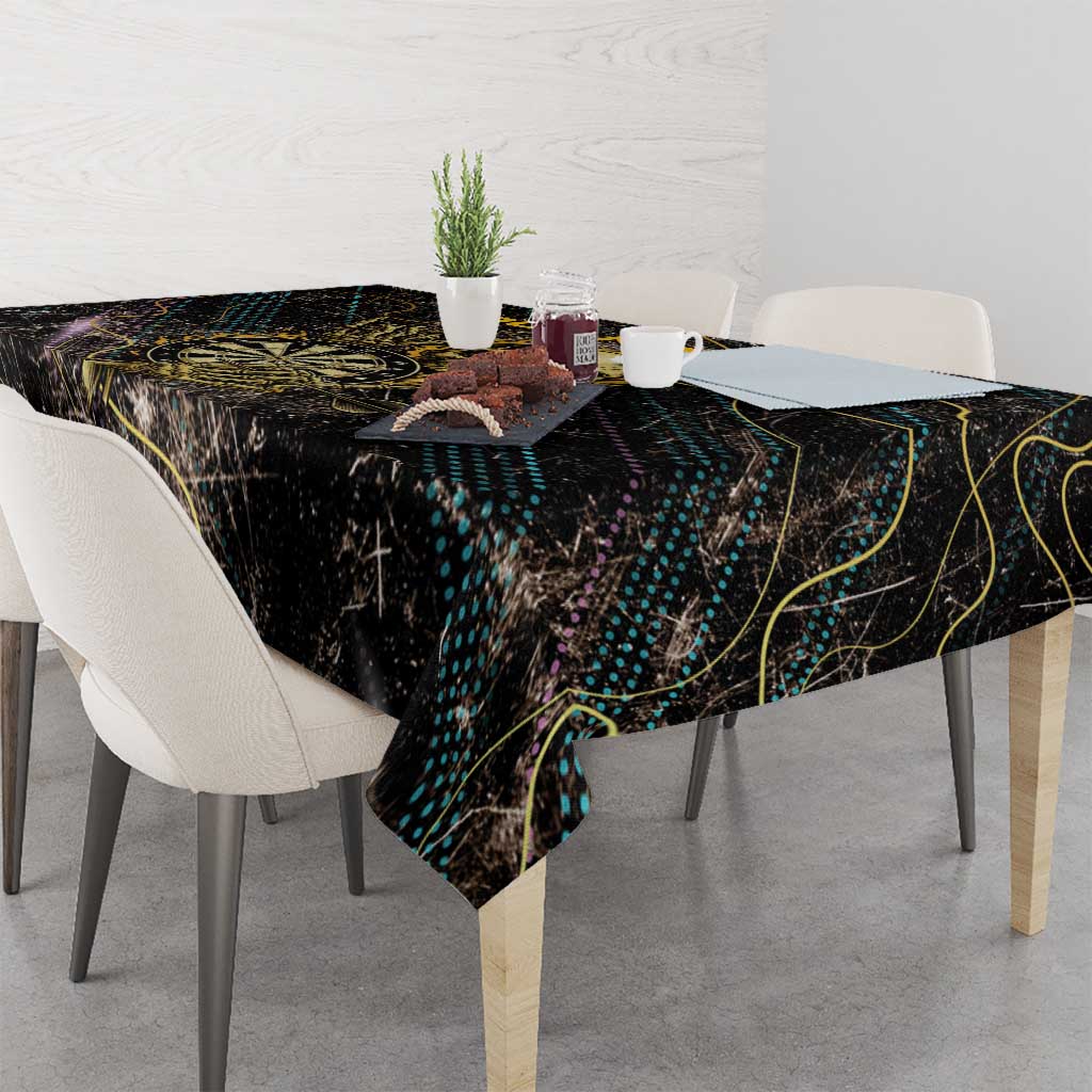 Personalized Skull and Darts Graphic Tablecloth with Neon Design - Wonder Print Shop