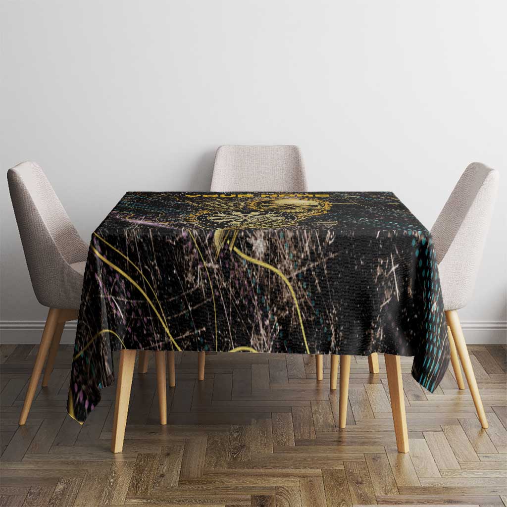 Personalized Skull and Darts Graphic Tablecloth with Neon Design - Wonder Print Shop