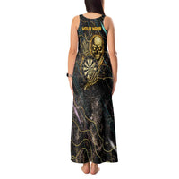 Personalized Skull and Darts Graphic Tank Maxi Dress with Neon Design - Wonder Print Shop