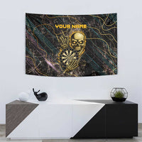 Personalized Skull and Darts Graphic Tapestry with Neon Design - Wonder Print Shop
