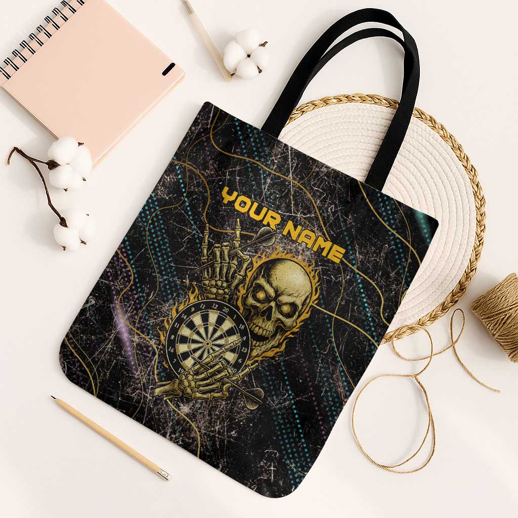 Personalized Skull and Darts Graphic Tote Bag with Neon Design - Wonder Print Shop