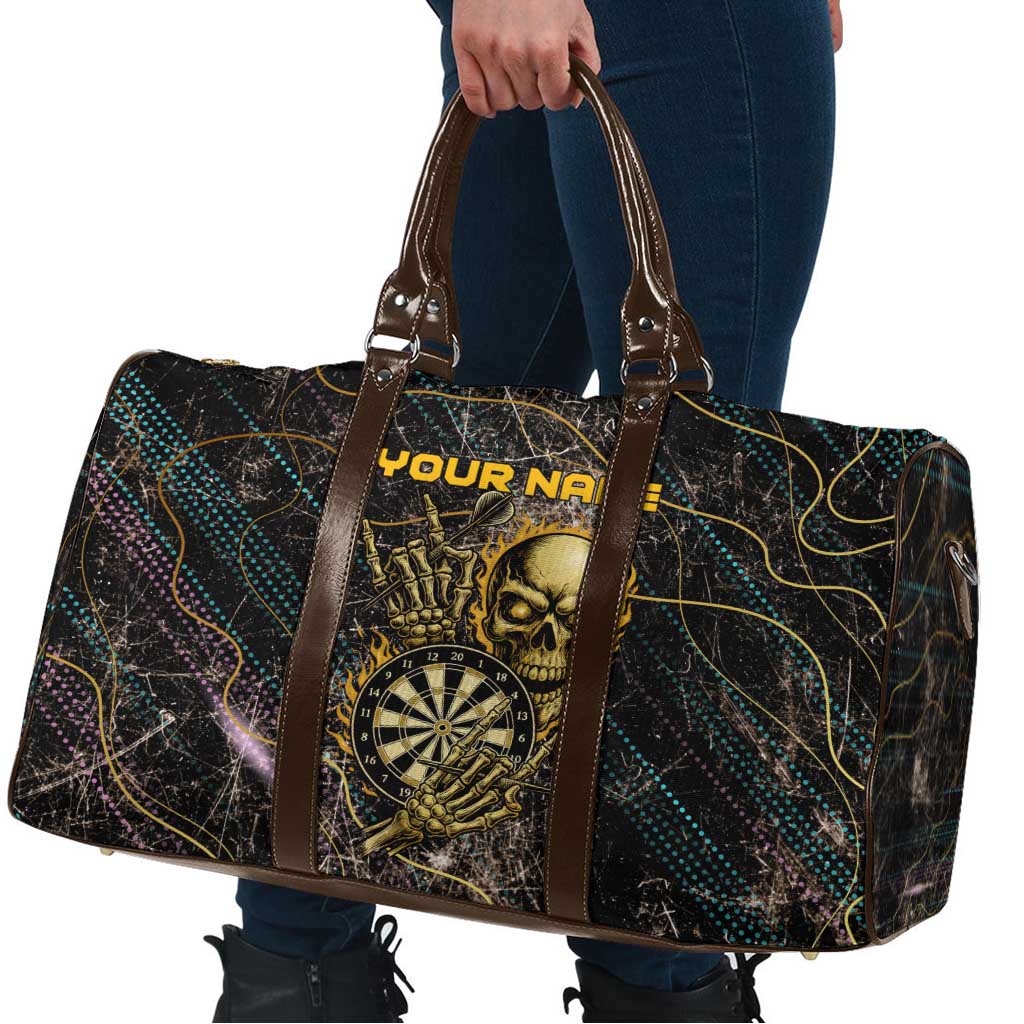 Personalized Skull and Darts Graphic Travel Bag with Neon Design - Wonder Print Shop