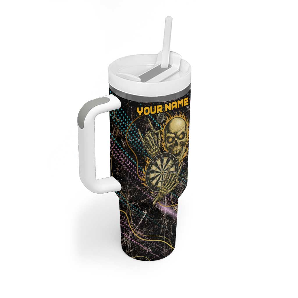 Personalized Skull and Darts Graphic Tumbler With Handle with Neon Design - Wonder Print Shop