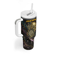 Personalized Skull and Darts Graphic Tumbler With Handle with Neon Design - Wonder Print Shop