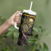 Personalized Skull and Darts Graphic Tumbler With Handle with Neon Design - Wonder Print Shop