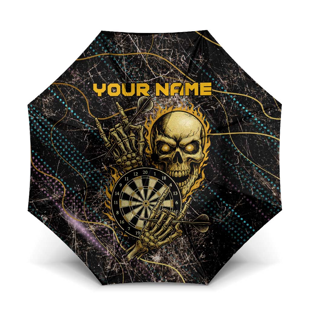 Personalized Skull and Darts Graphic Umbrella with Neon Design - Wonder Print Shop
