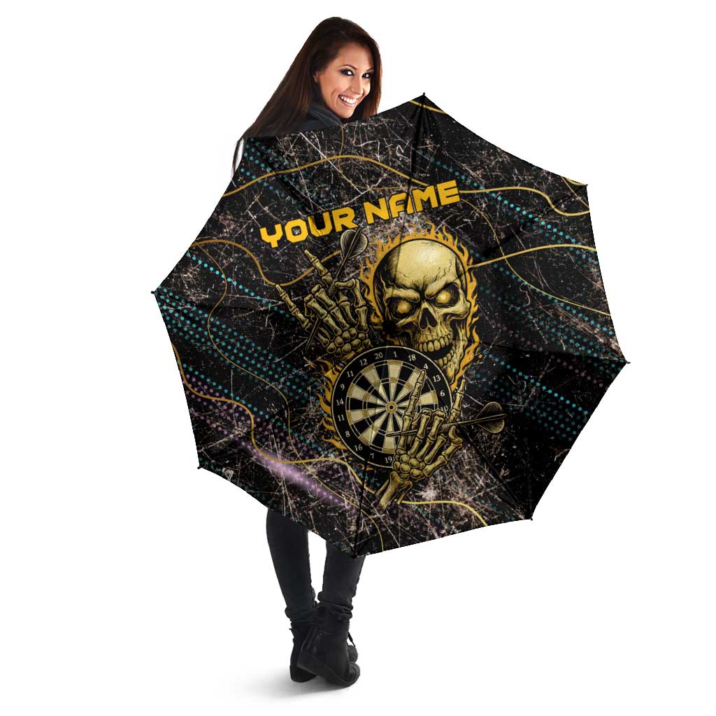 Personalized Skull and Darts Graphic Umbrella with Neon Design - Wonder Print Shop