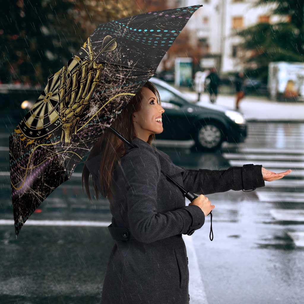 Personalized Skull and Darts Graphic Umbrella with Neon Design - Wonder Print Shop