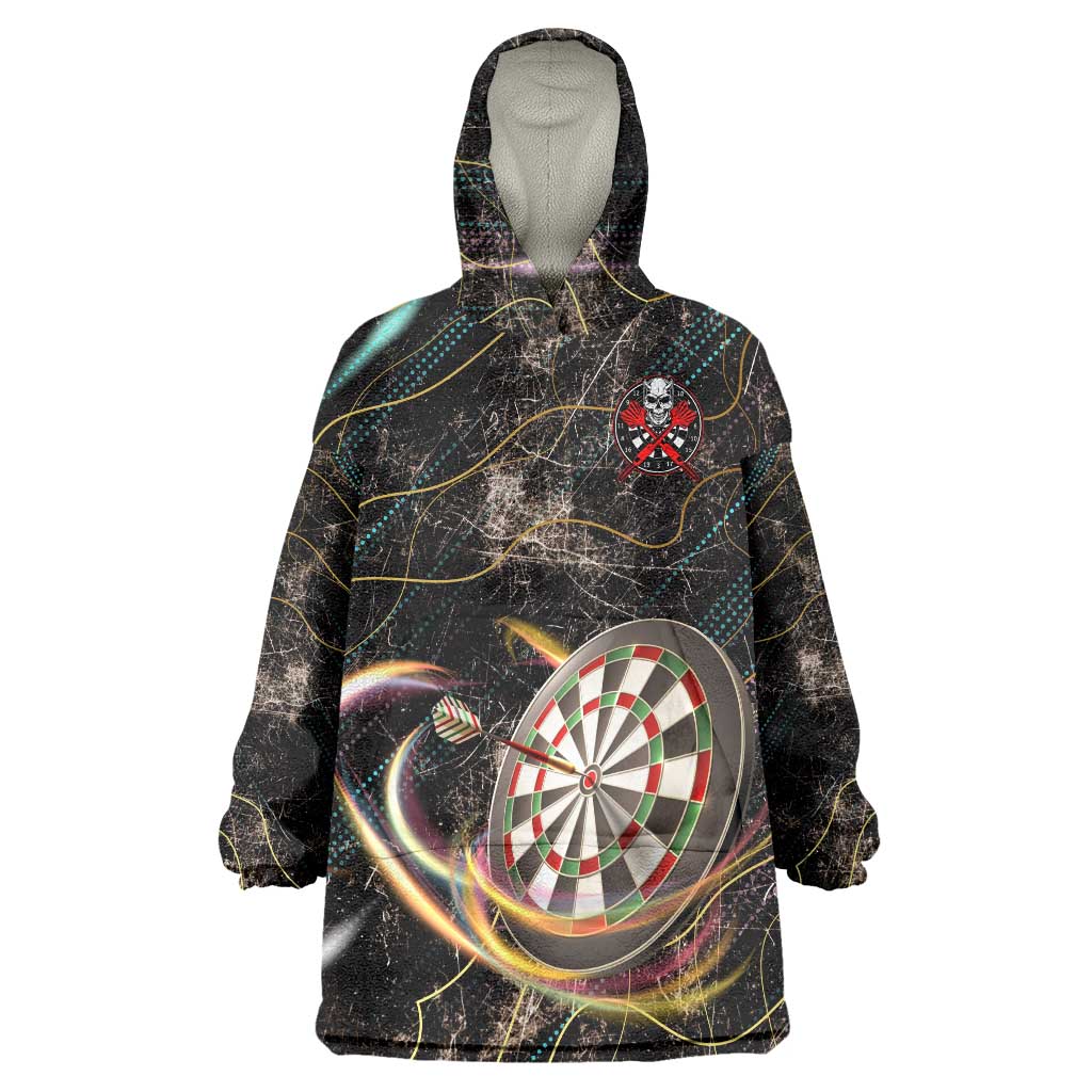 Personalized Skull and Darts Graphic Wearable Blanket Hoodie with Neon Design - Wonder Print Shop