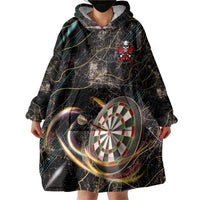 Personalized Skull and Darts Graphic Wearable Blanket Hoodie with Neon Design - Wonder Print Shop