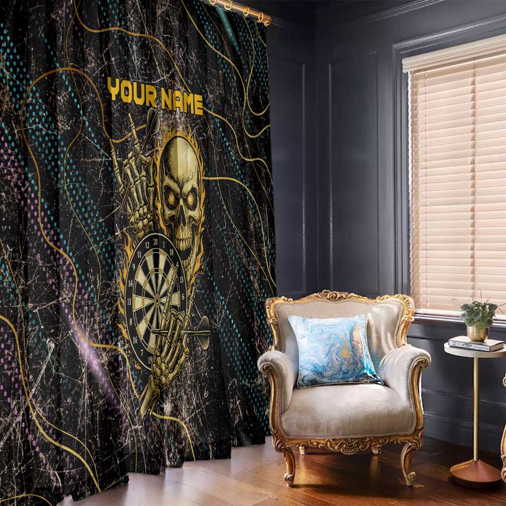 Personalized Skull and Darts Graphic Window Curtain with Neon Design - Wonder Print Shop